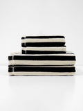 Palma Stripe Bath Towel Set in Black & Sand