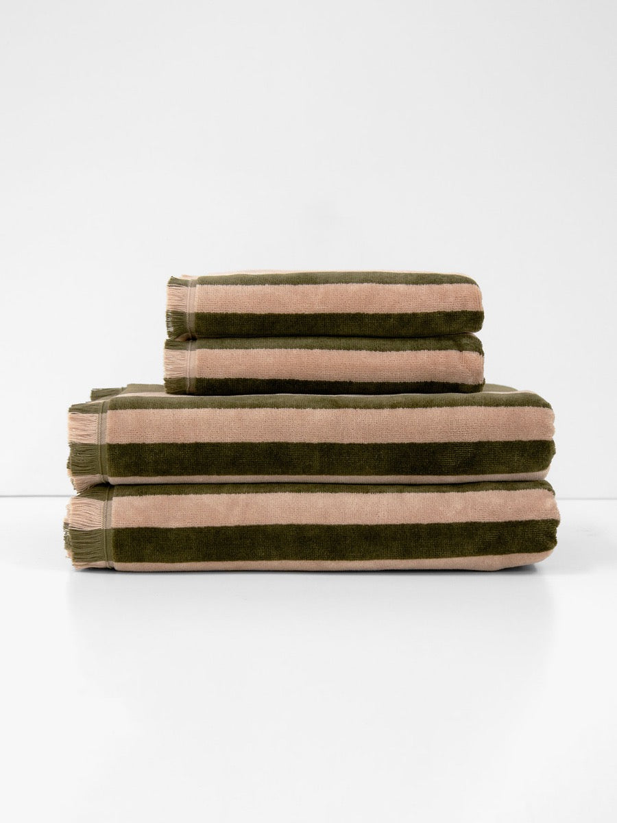 Palma Stripe Bath Towel Set in Caper & Shell