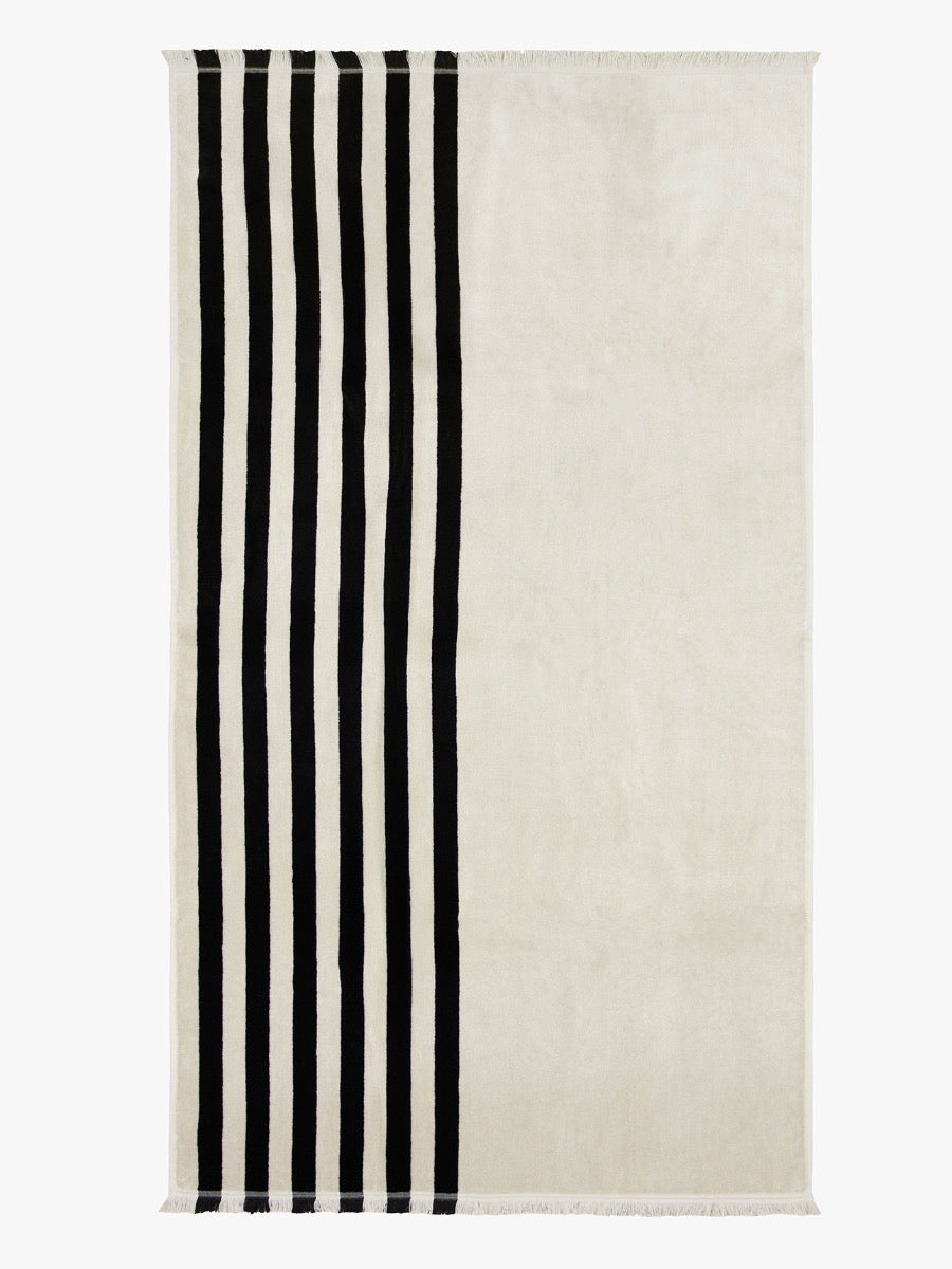 Palma Stripe Bath Towel in Black & Sand