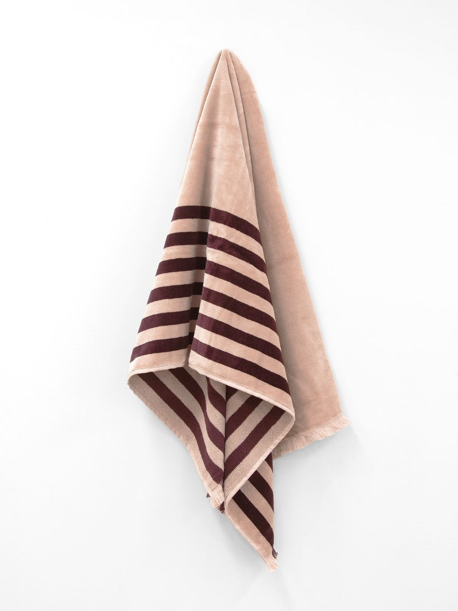 Palma Stripe Bath Towel in Mulberry & Shell