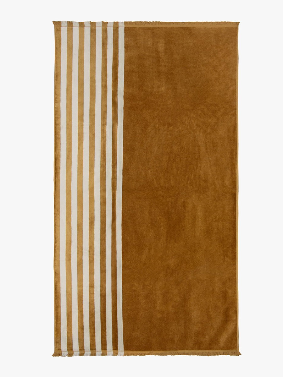 Palma Stripe Australian Cotton Beach Towel in Bronze & Sand