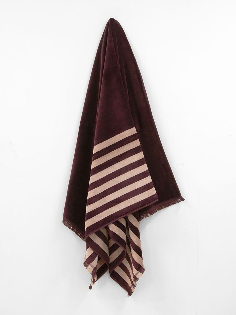 Palma Stripe Australian Cotton Beach Towel in Mulberry & Shell