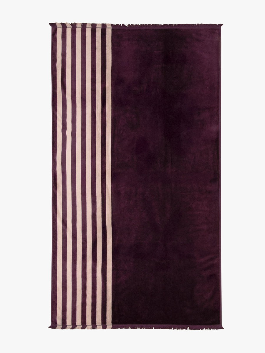 Palma Stripe Australian Cotton Beach Towel in Mulberry & Shell