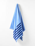 Palma Stripe Australian Cotton Beach Towel in Royal & Powder Blue