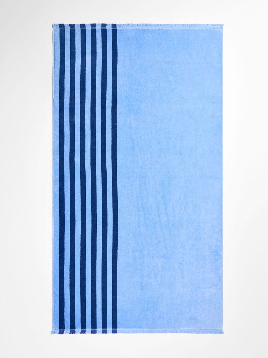 Palma Stripe Australian Cotton Beach Towel in Royal & Powder Blue