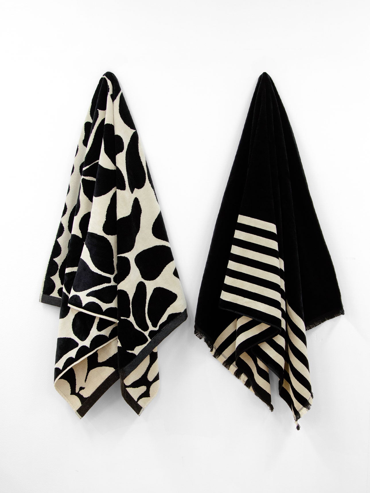 Palma Stripe Australian Cotton Beach Towel in Black & Sand