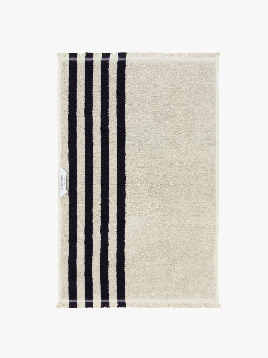 Palma Stripe Hand Towel in Black & Sand