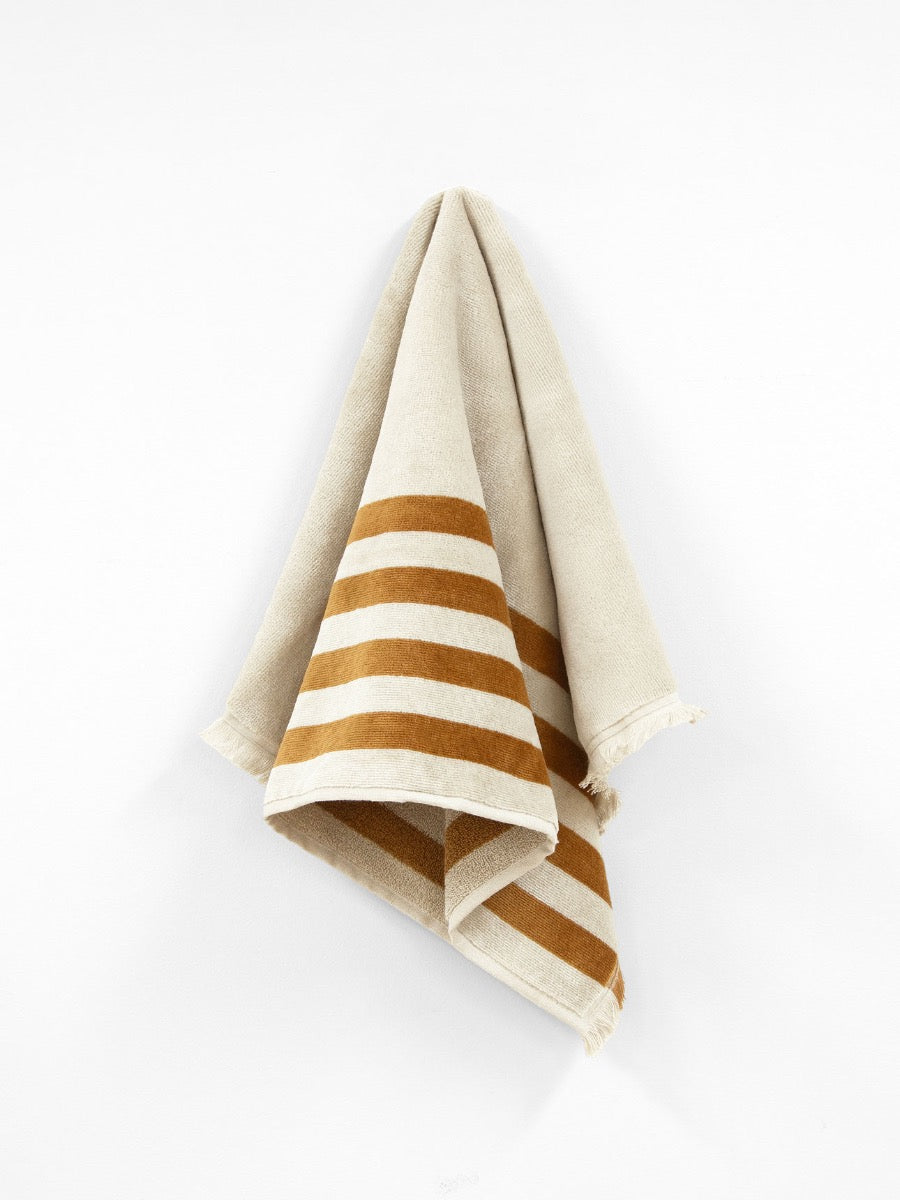Palma Stripe Hand Towel in Bronze & Sand
