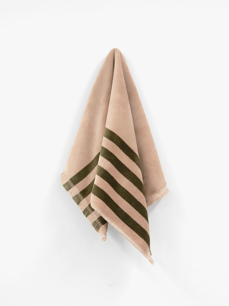 Palma Stripe Hand Towel in Caper & Shell