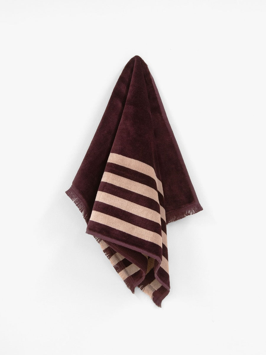 Palma Stripe Bath Towel Set in Mulberry & Shell