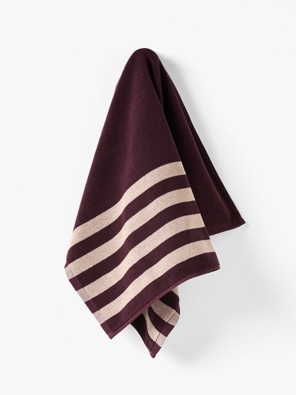 Palma Stripe Tea Towel in Mulberry & Shell