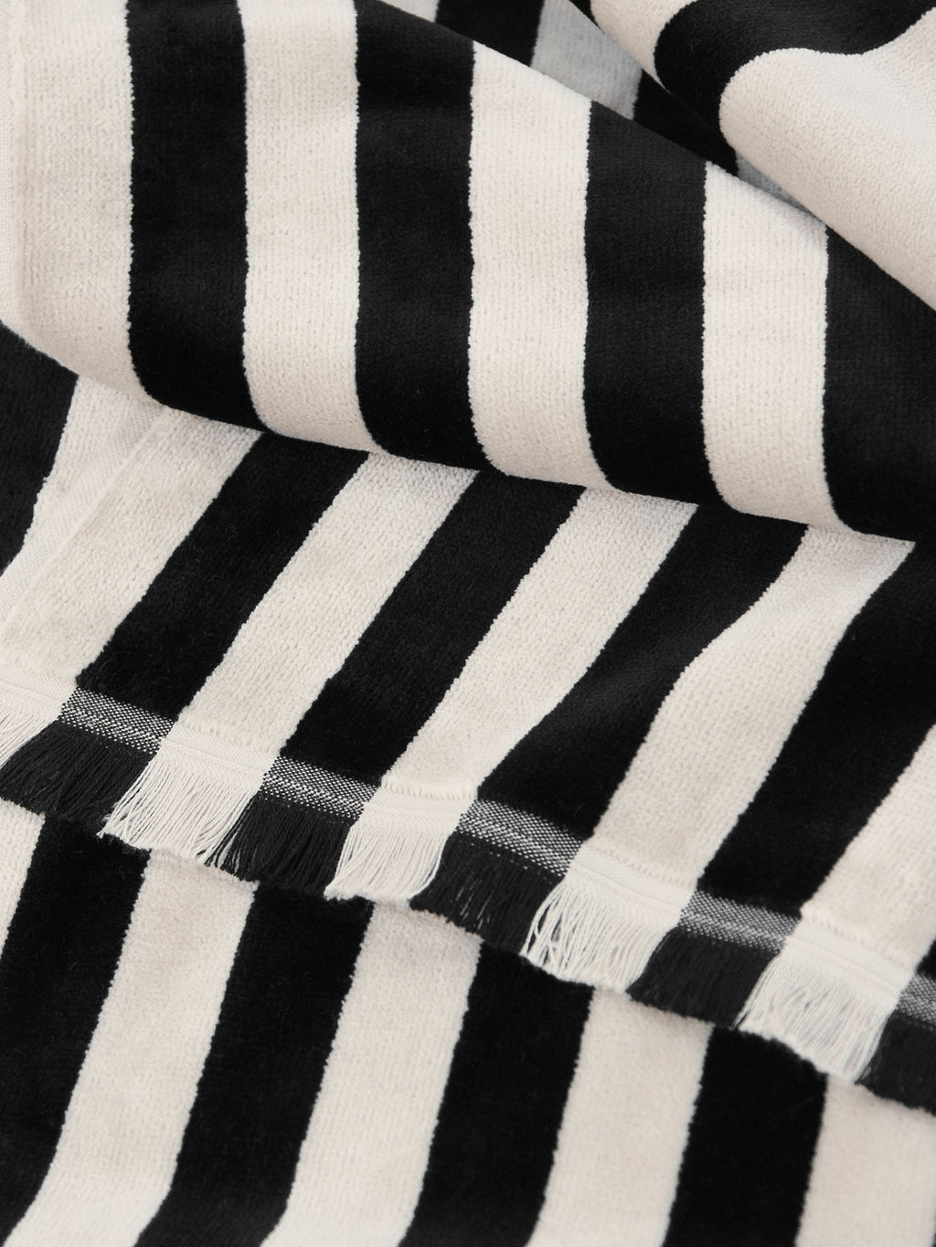 Palma Stripe Bath Towel in Black & Sand