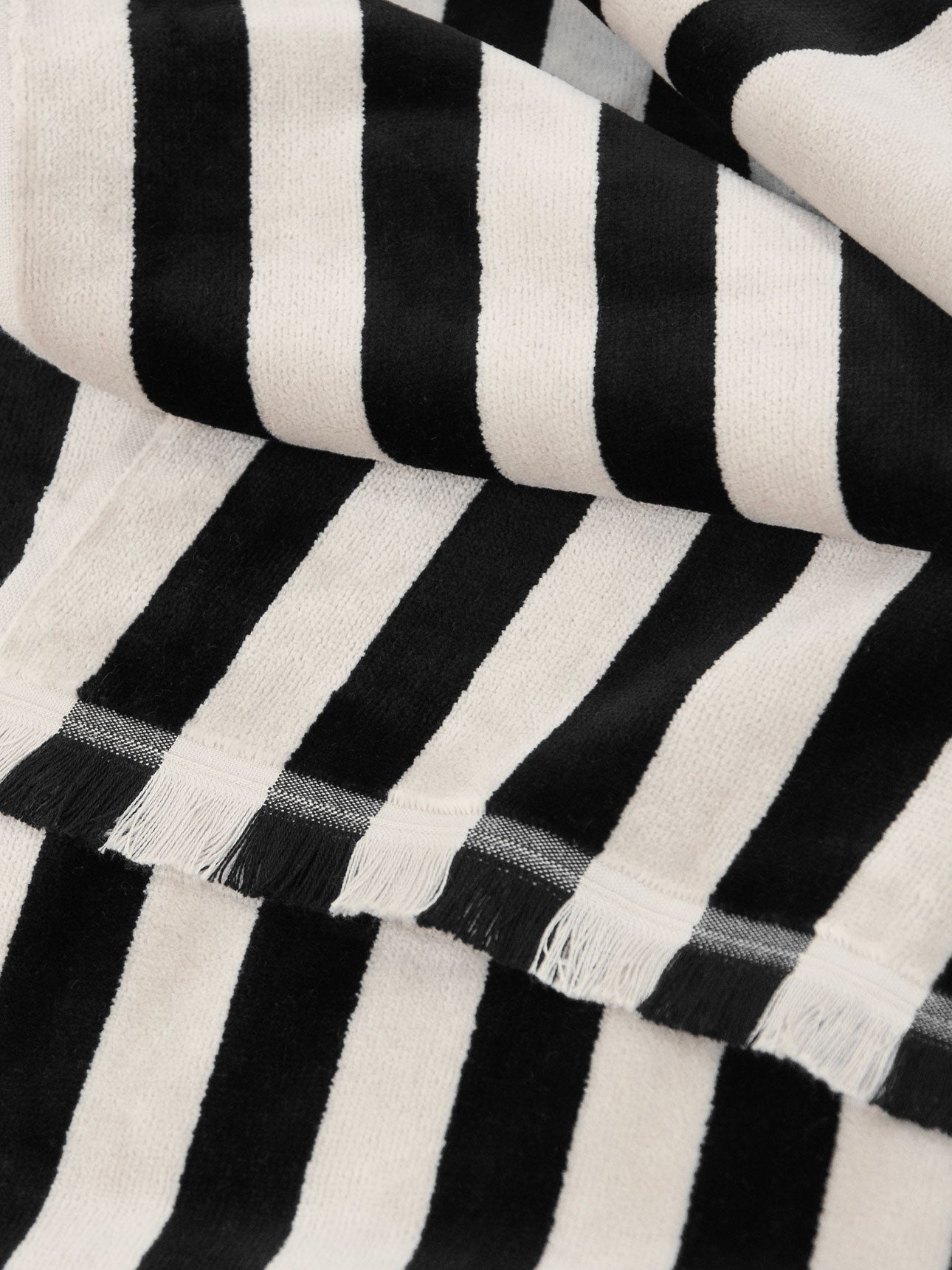 Palma Stripe Bath Towel in Black & Sand