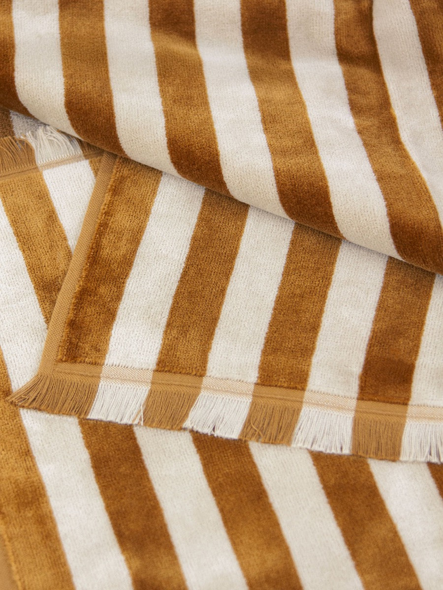 Palma Stripe Australian Cotton Beach Towel in Bronze & Sand