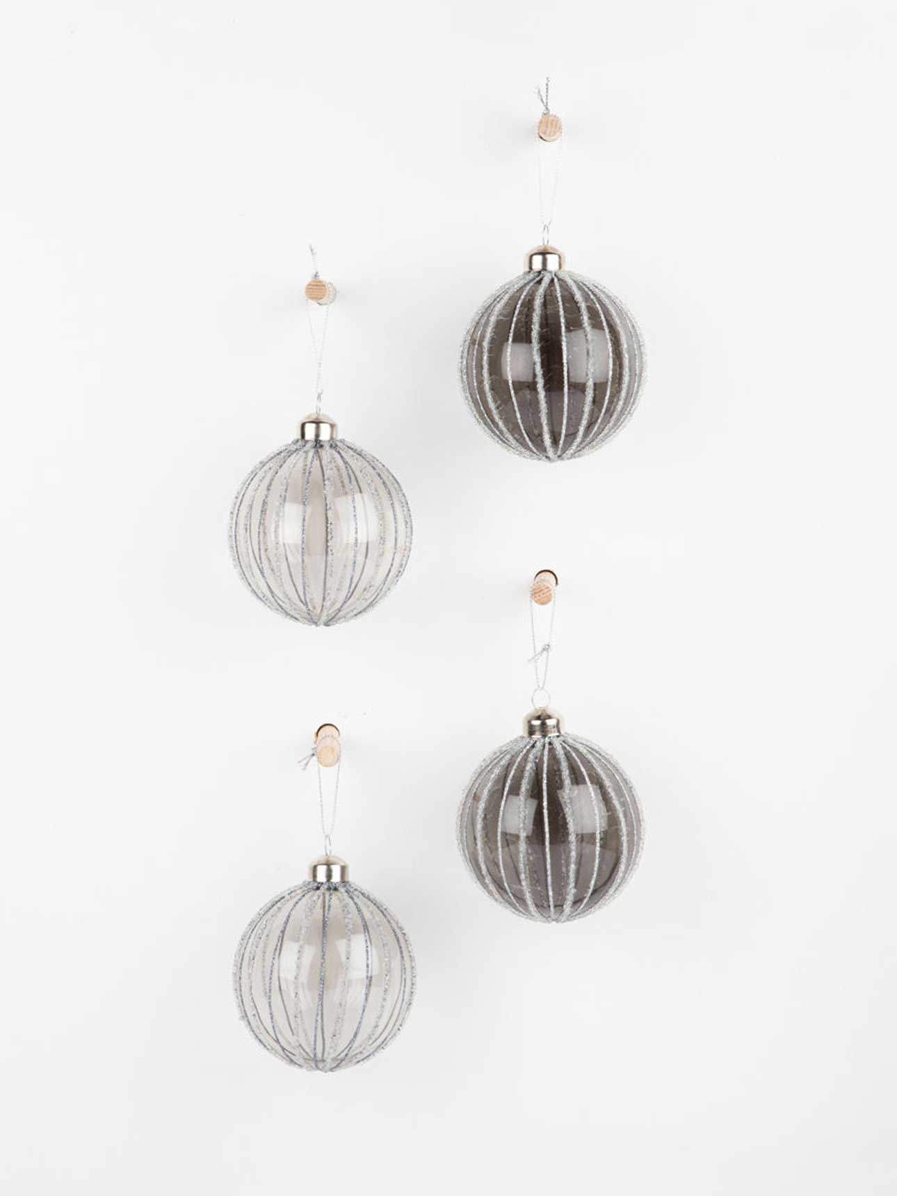Alaska Christmas Glass Baubles Set in Smoke