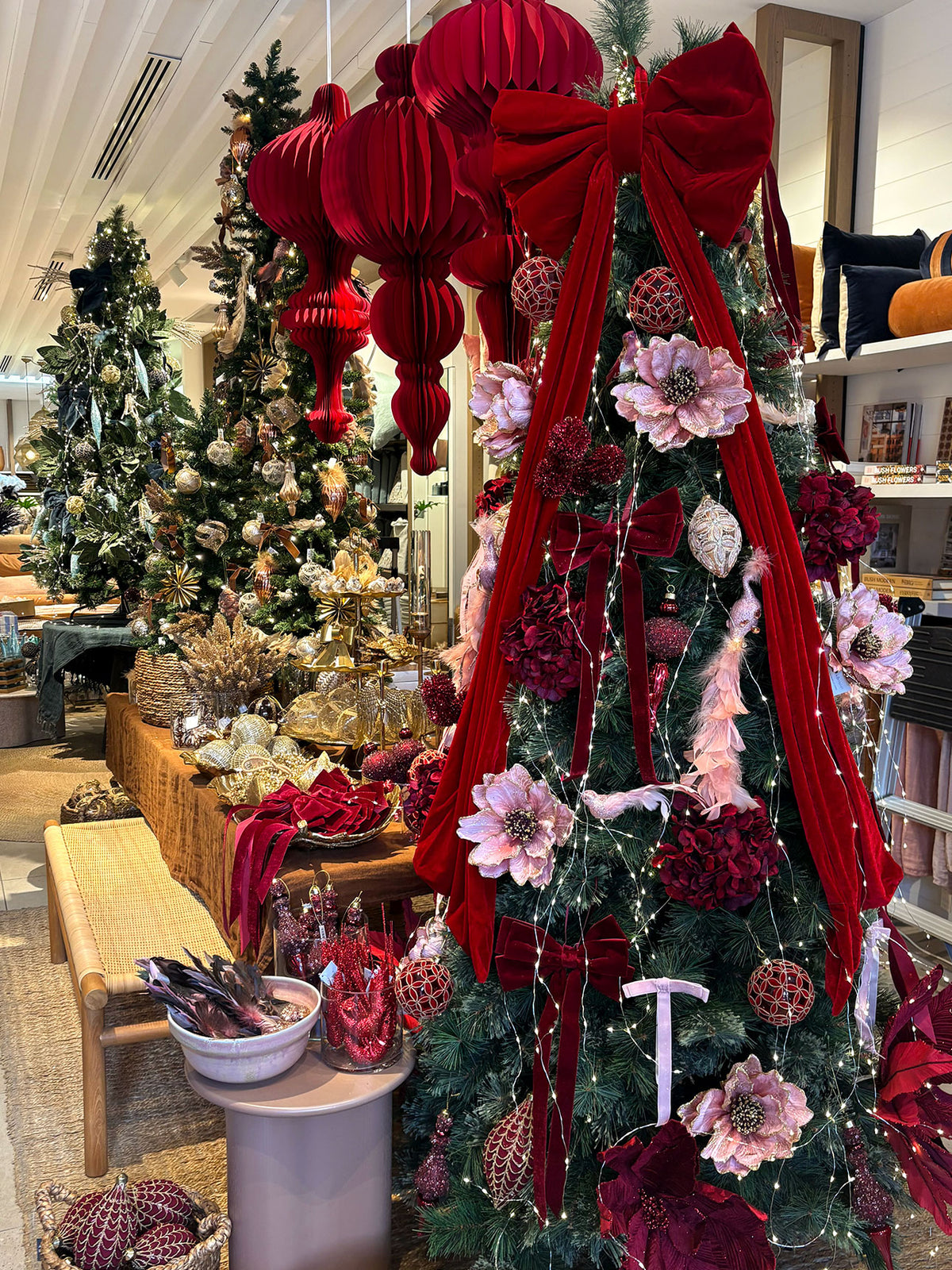 Red Velvet Bow Tree Topper