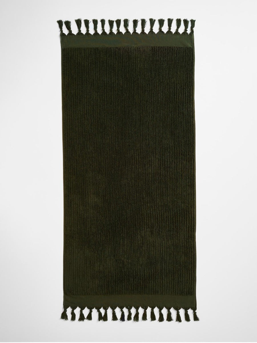 Paros Rib Bath Towel in Olive Night