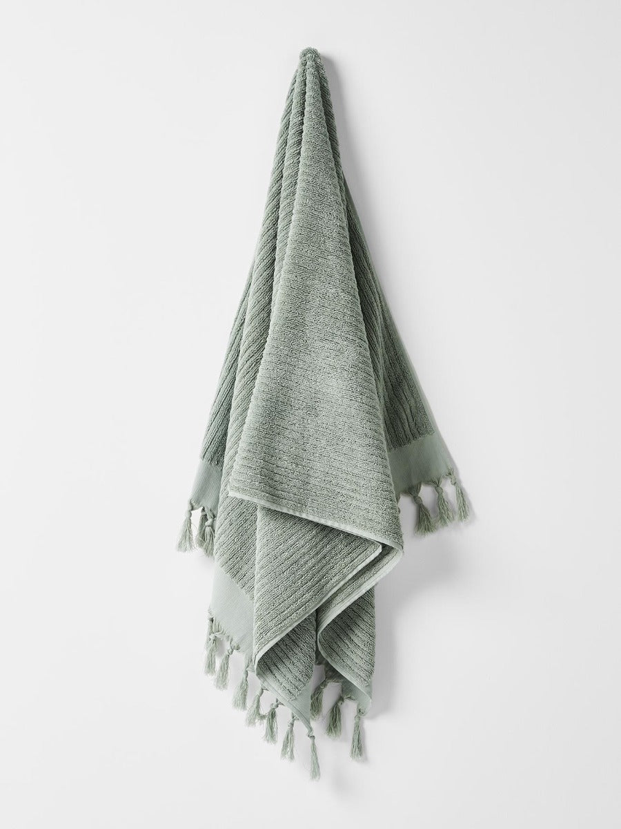 Paros Rib Bath Towel Set in Sage