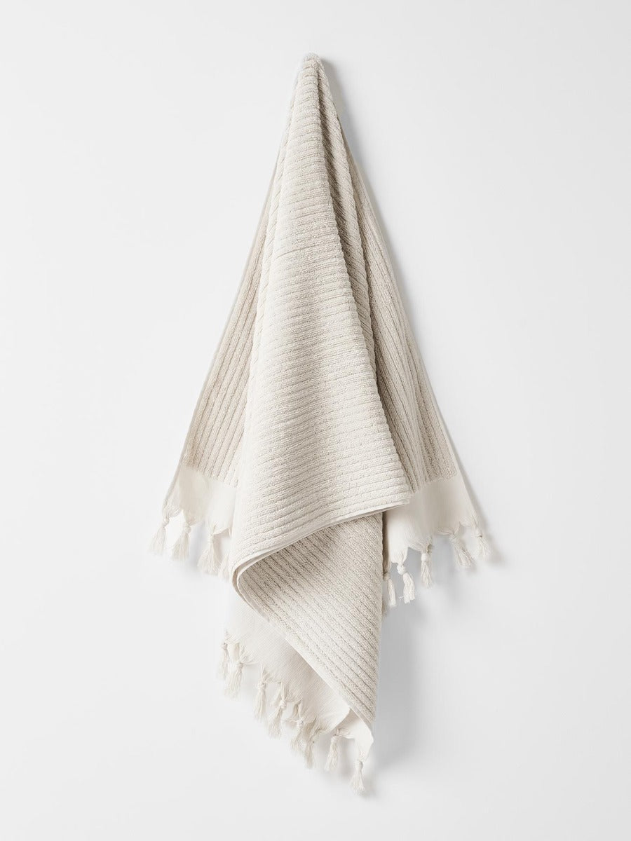 Paros Rib Bath Towel in Sand