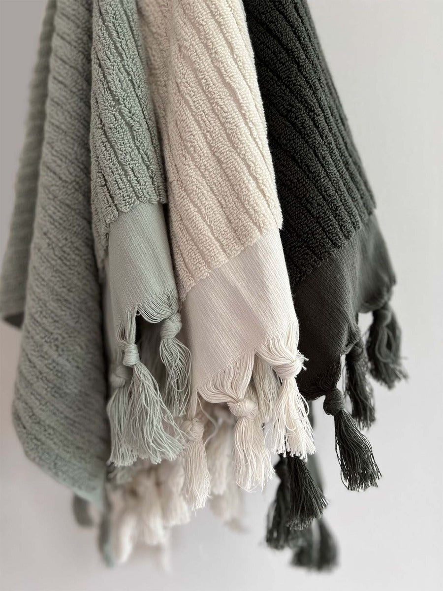 Paros Rib Bath Towel in Olive Night
