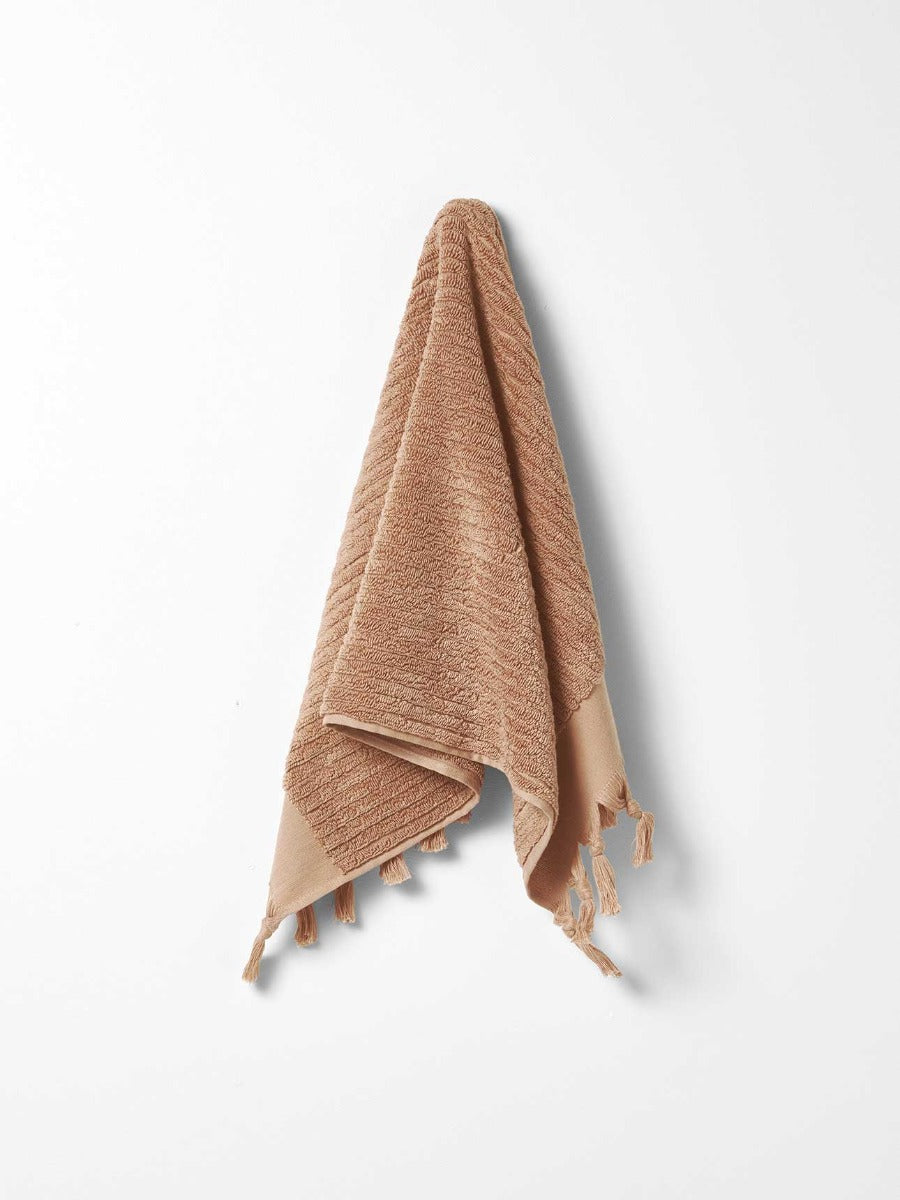Paros Rib Hand Towel in Clay
