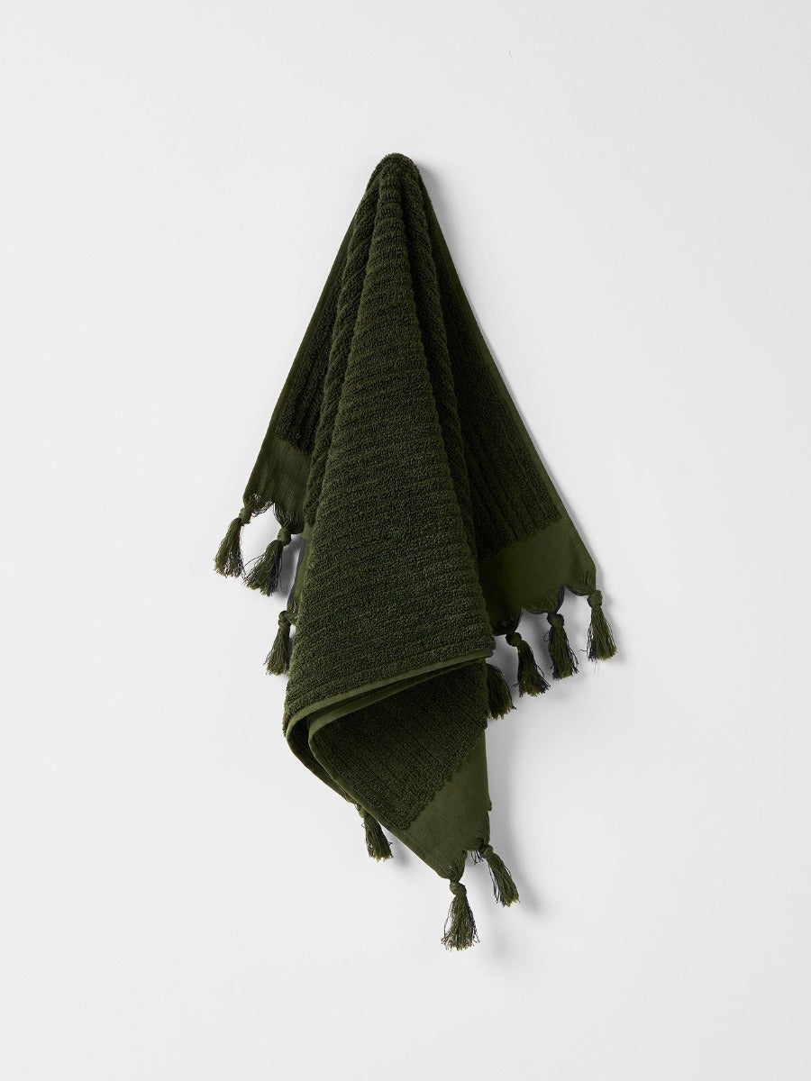 Paros Rib Bath Towel Set in Olive Night