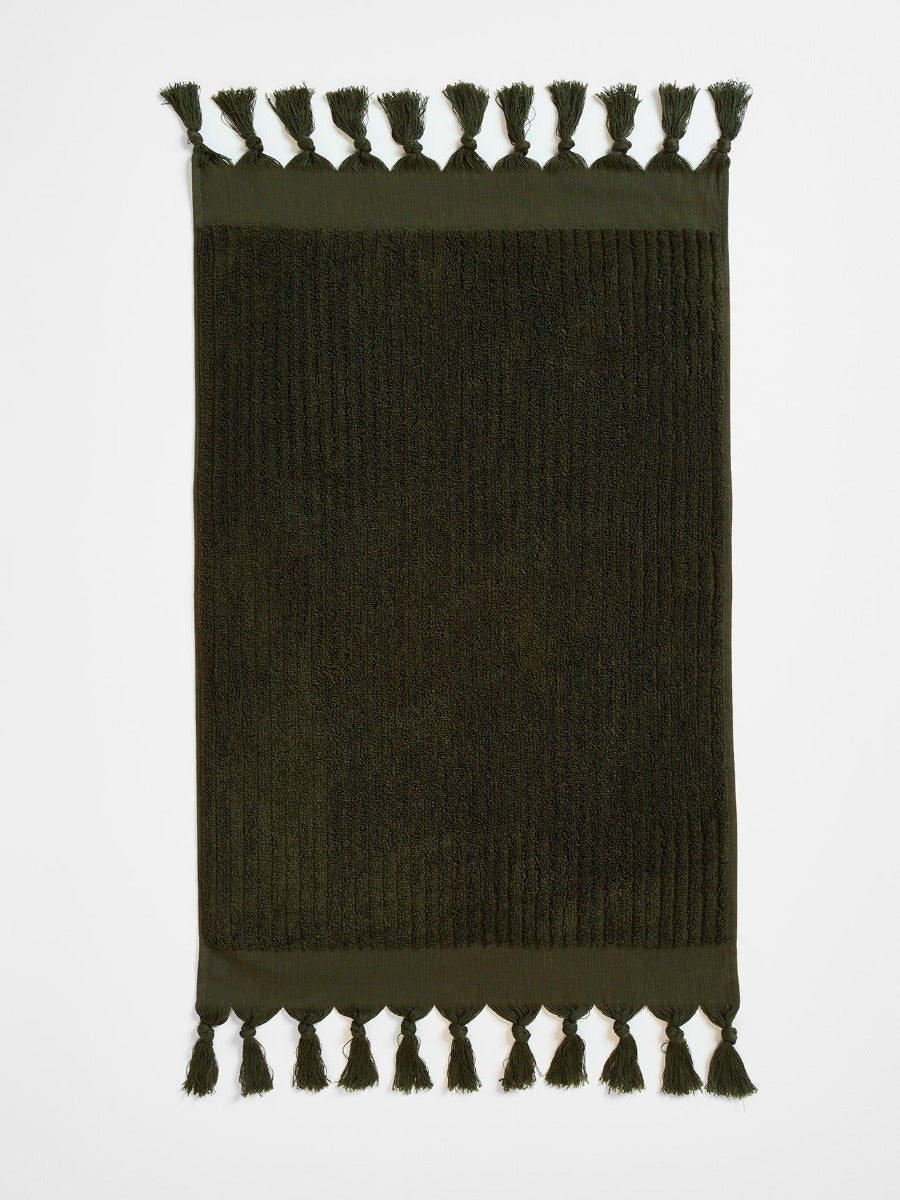 Paros Rib Hand Towel in Olive Night