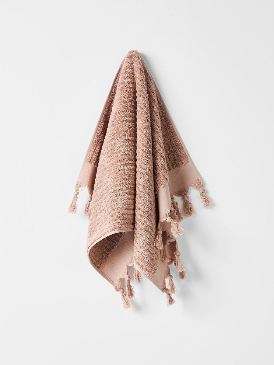 Paros Rib Hand Towel in Shell
