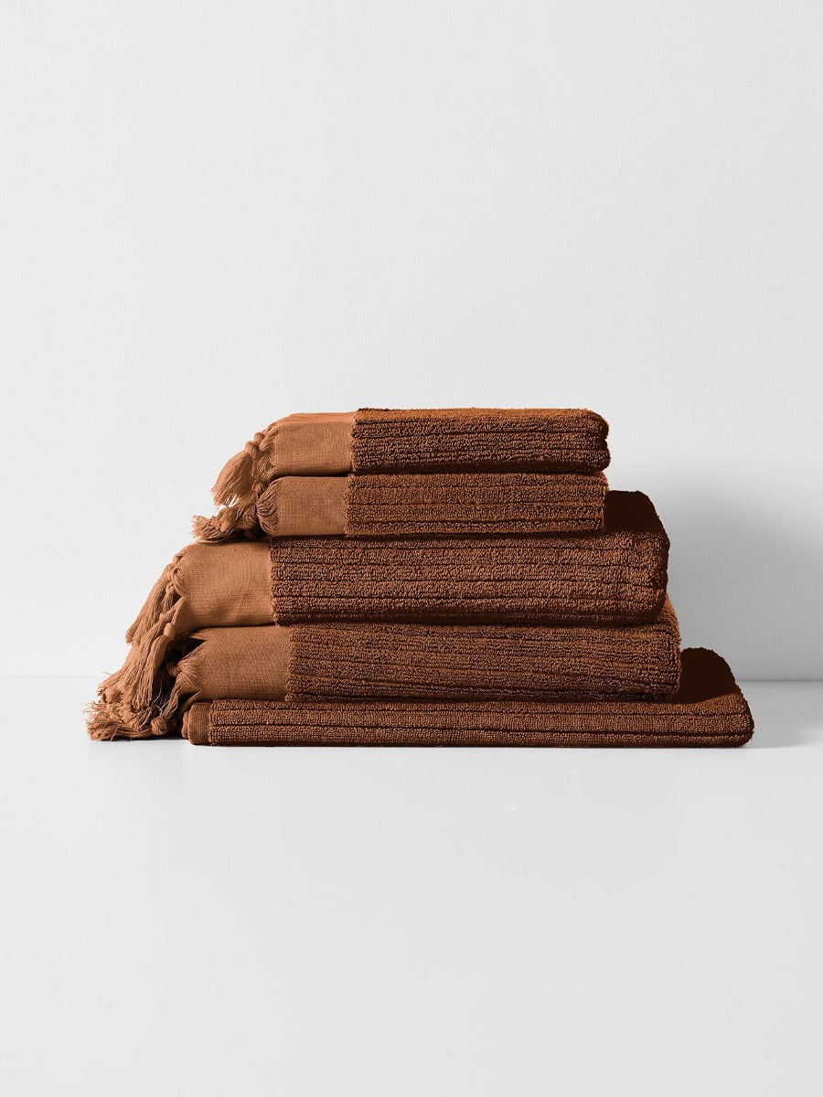 Paros Rib Bath Towel Set in Bronze