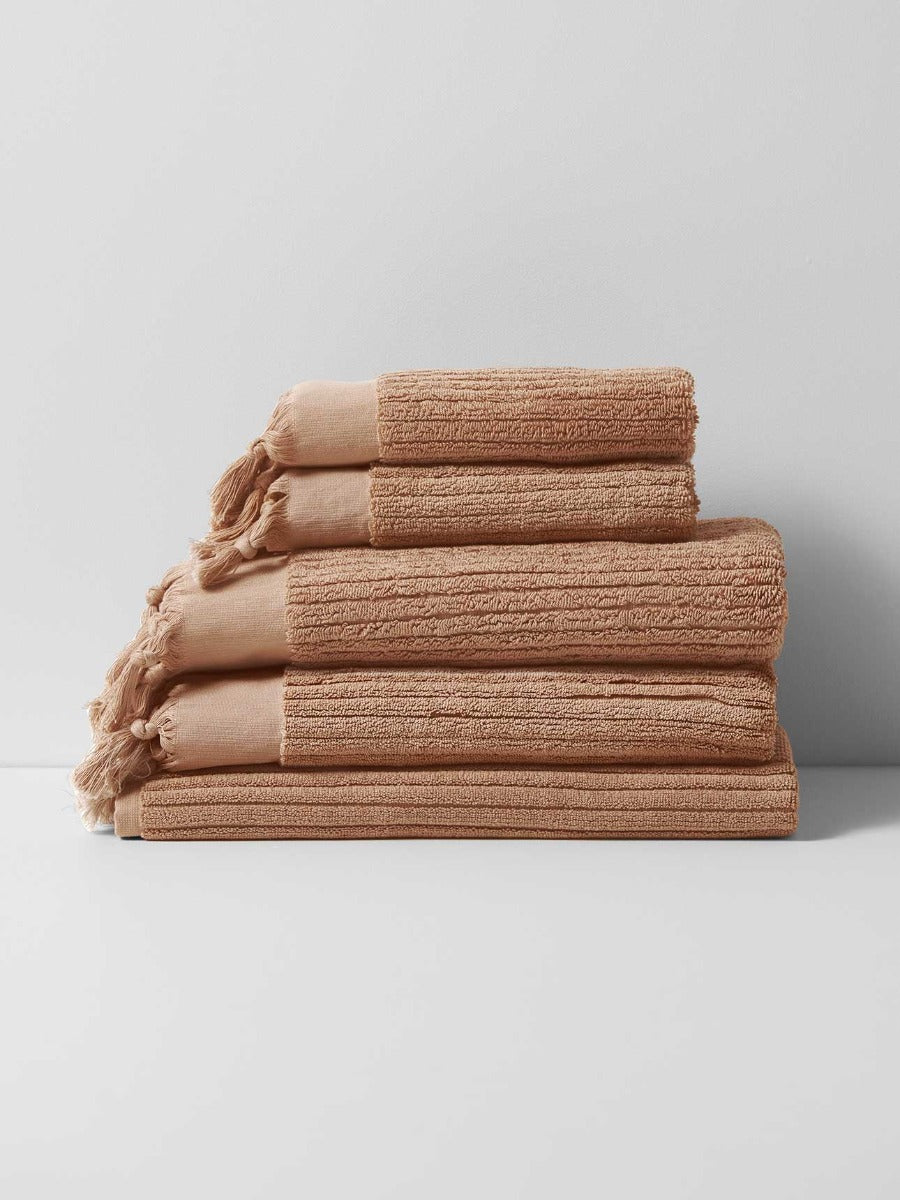 Paros Rib Bath Towel in Clay