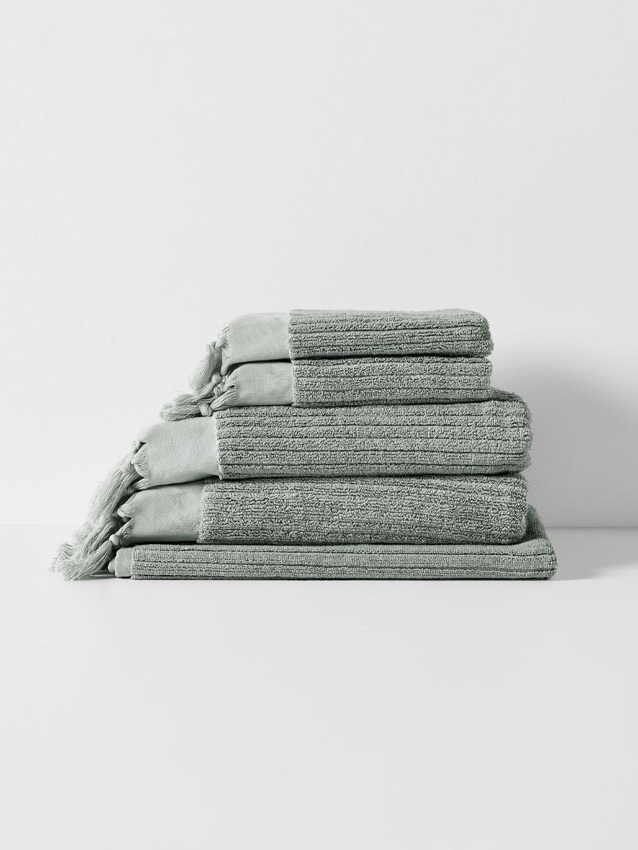 Paros Rib Bath Towel Set in Sage