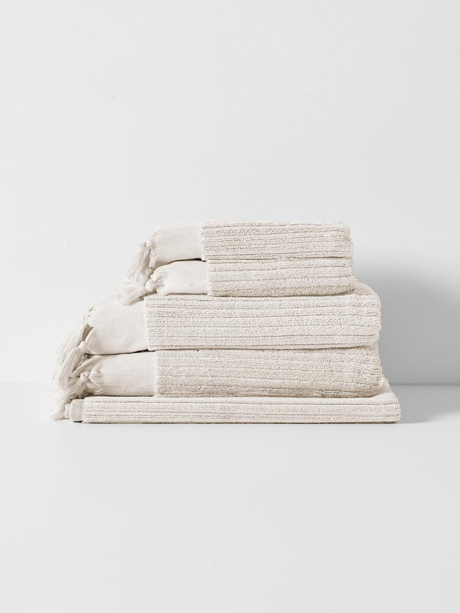 Paros Rib Bath Towel Set in Sand