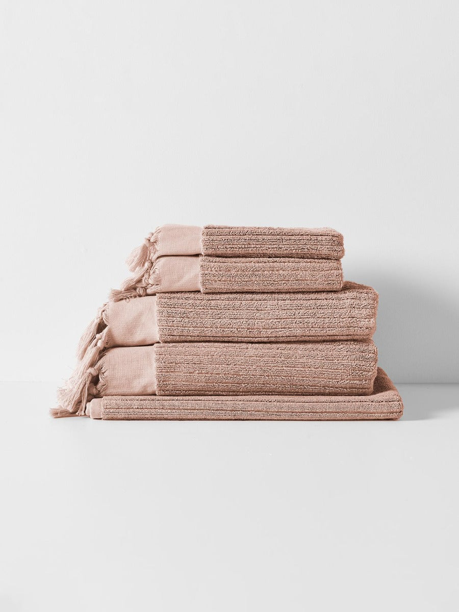 Paros Rib Bath Towel Set in Shell