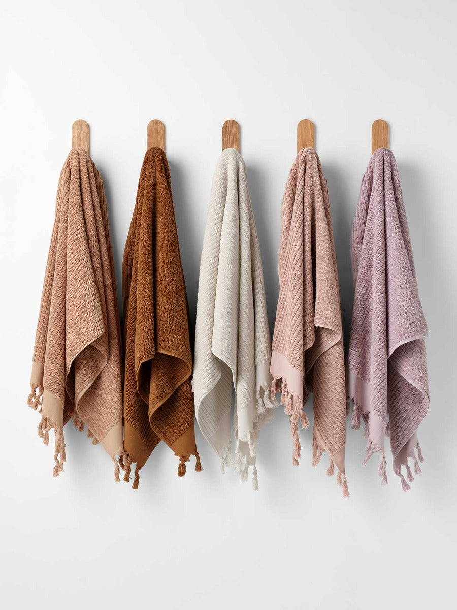 Paros Rib Bath Towel in Clay