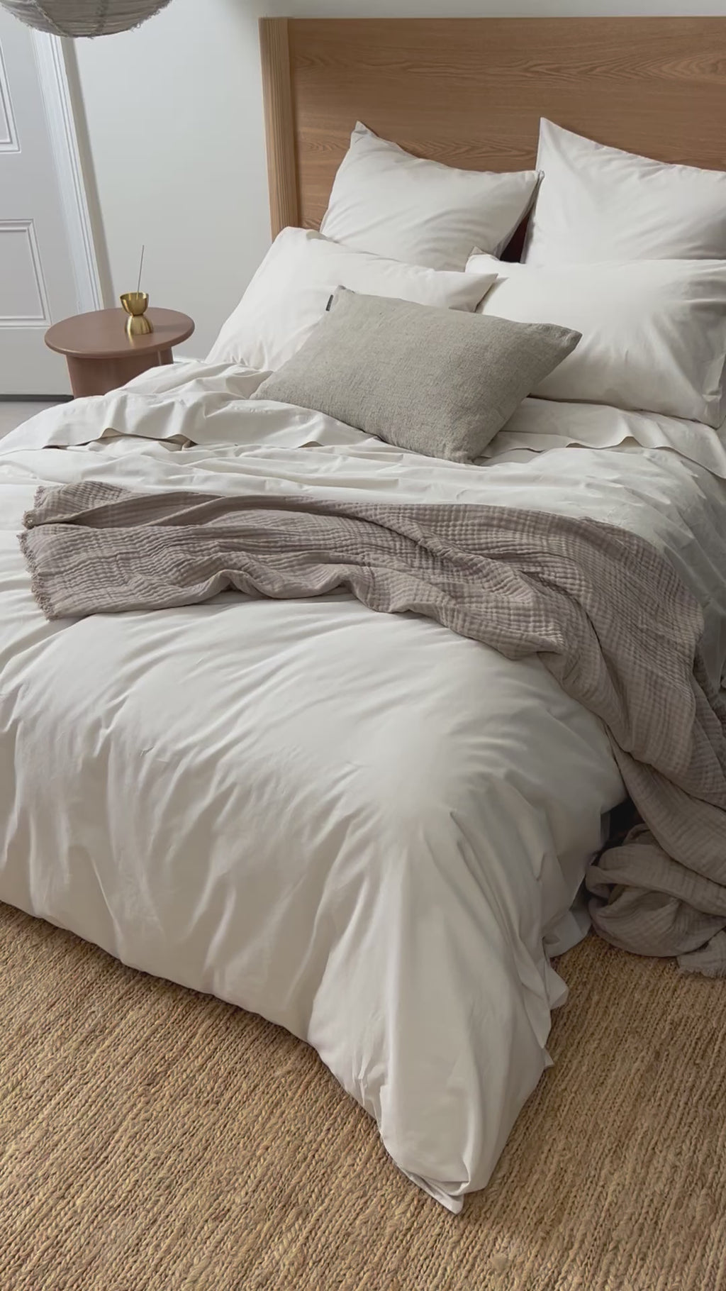 Halo Organic Cotton Quilt Cover in Sand