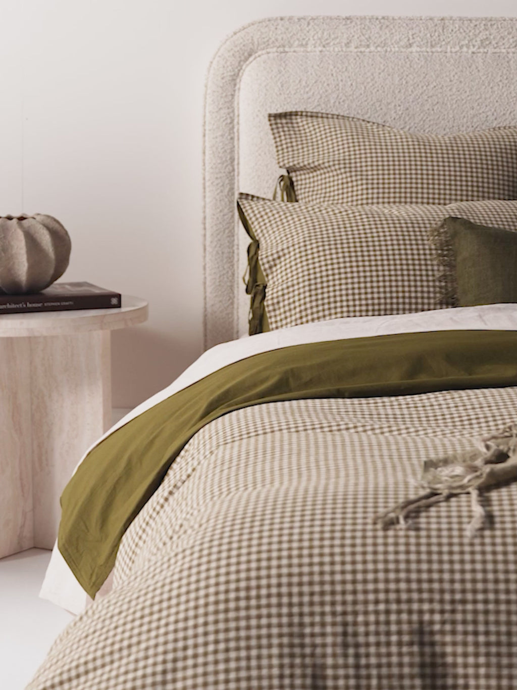 Mini Gingham Quilt Cover in Olive