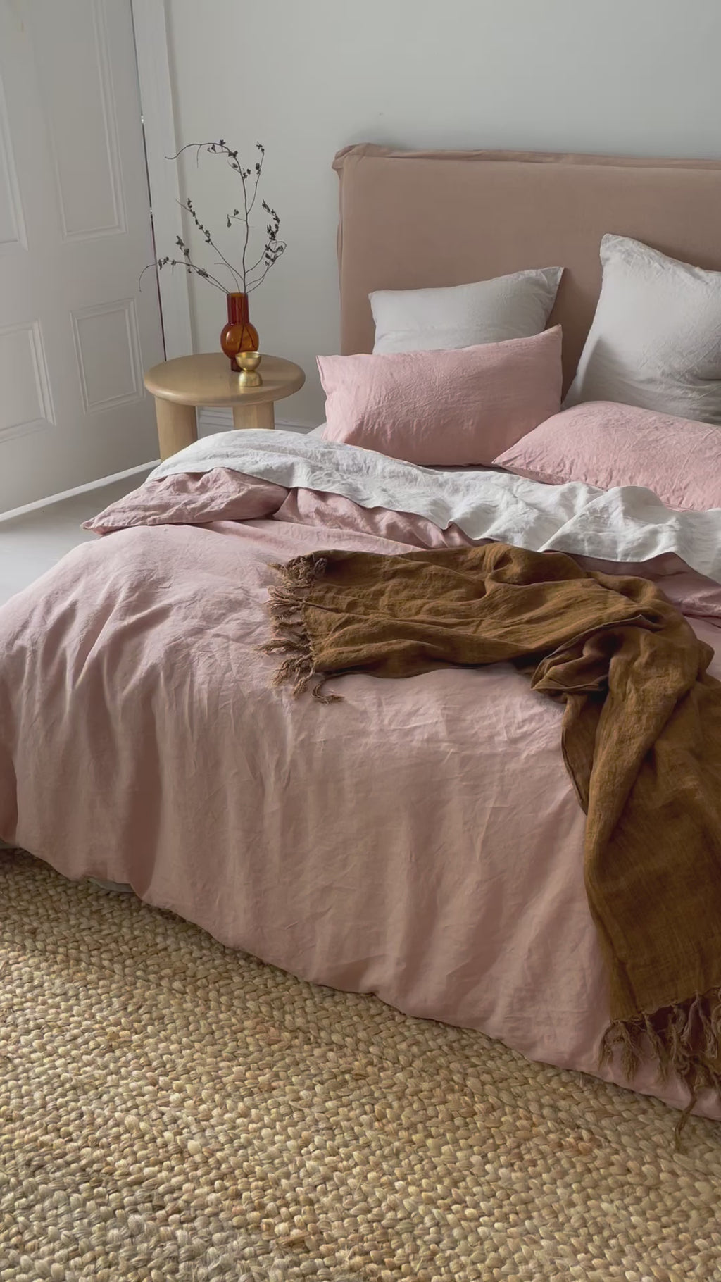 Emile Linen Quilt Cover in Clay