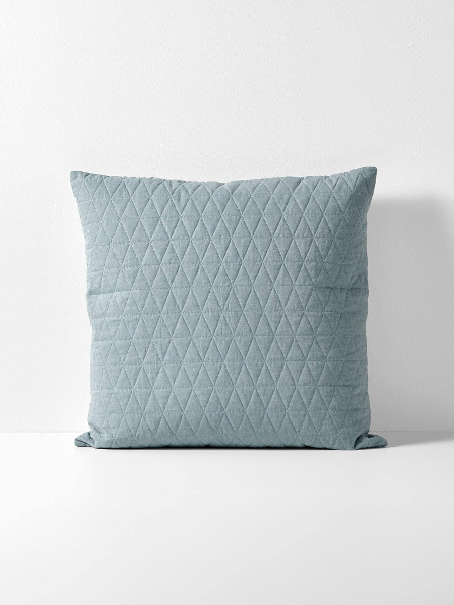 Quilted European Pillowcase in Bluestone