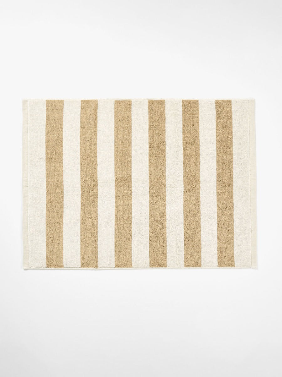 Riviera Stripe Bath Mat in Caramel