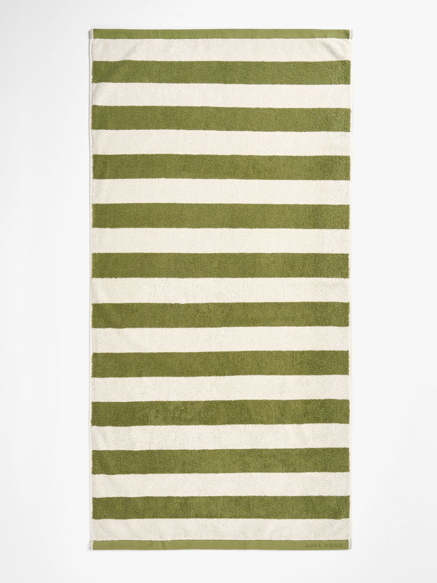 Riviera Stripe Bath Sheet in Caper