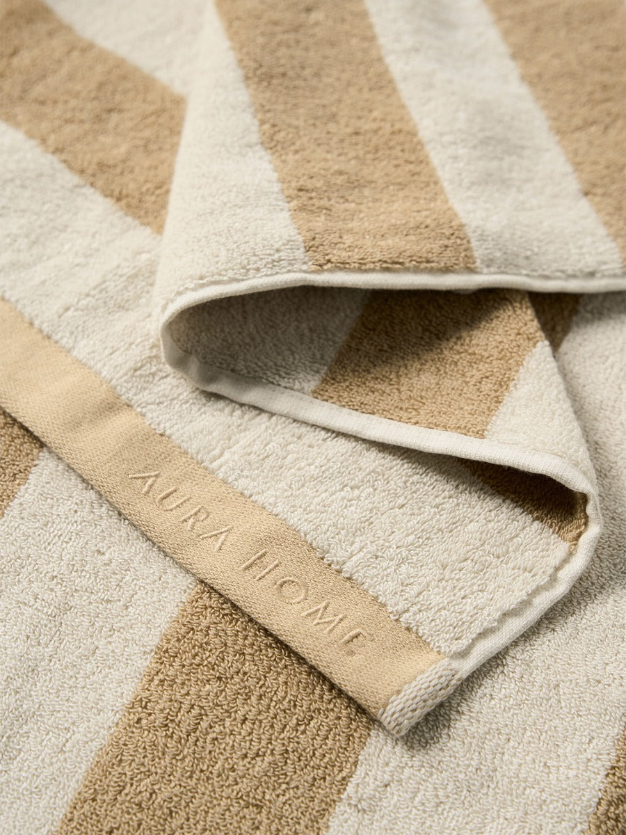 Riviera Stripe Bath Mat in Caramel