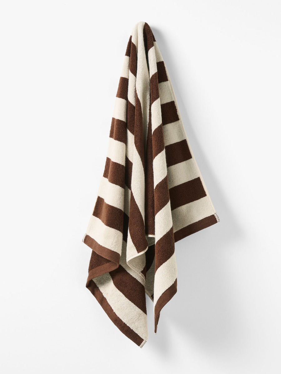 Riviera Stripe Towel Set in Chocolate