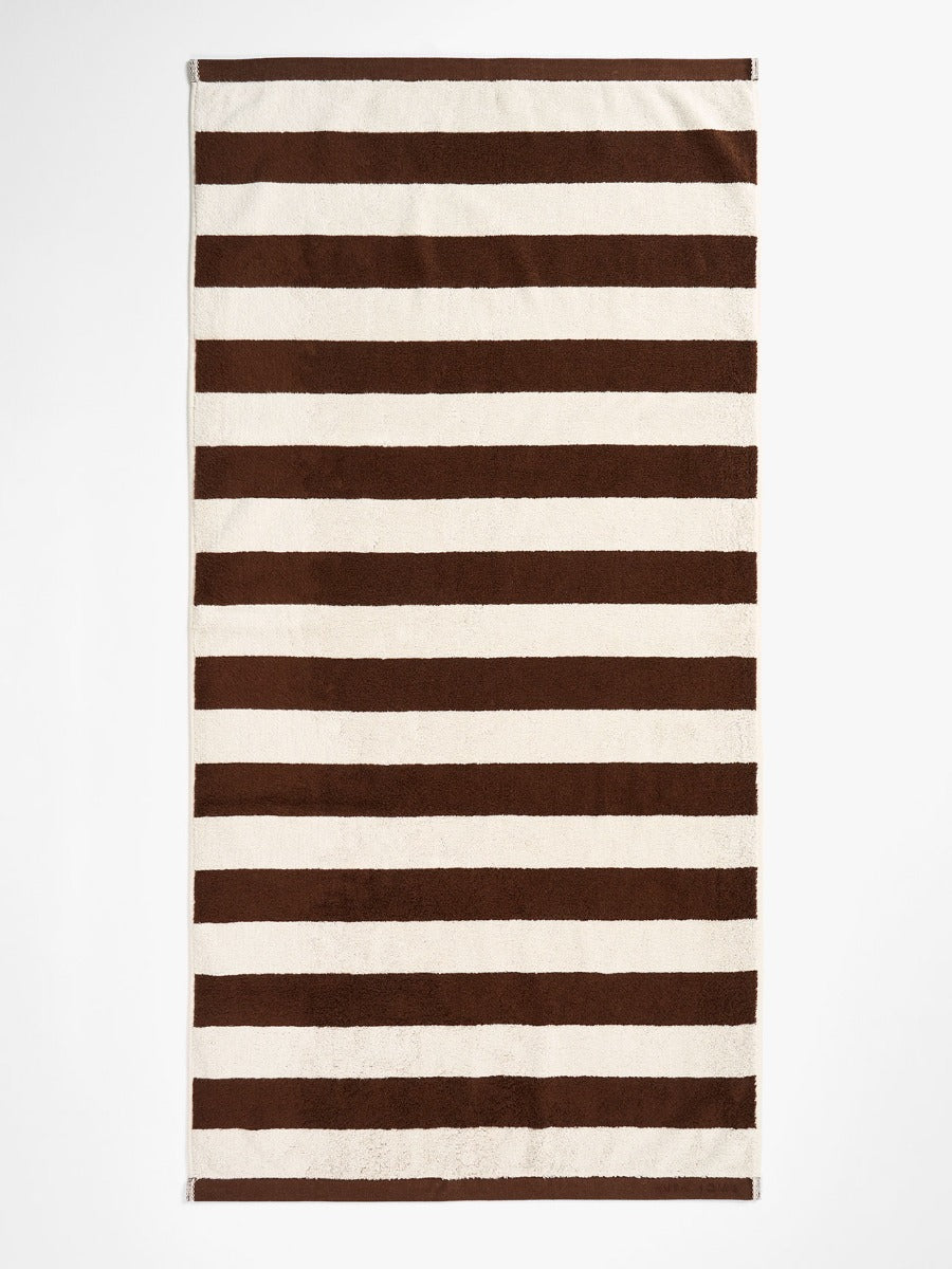 Riviera Stripe Towel Set in Chocolate