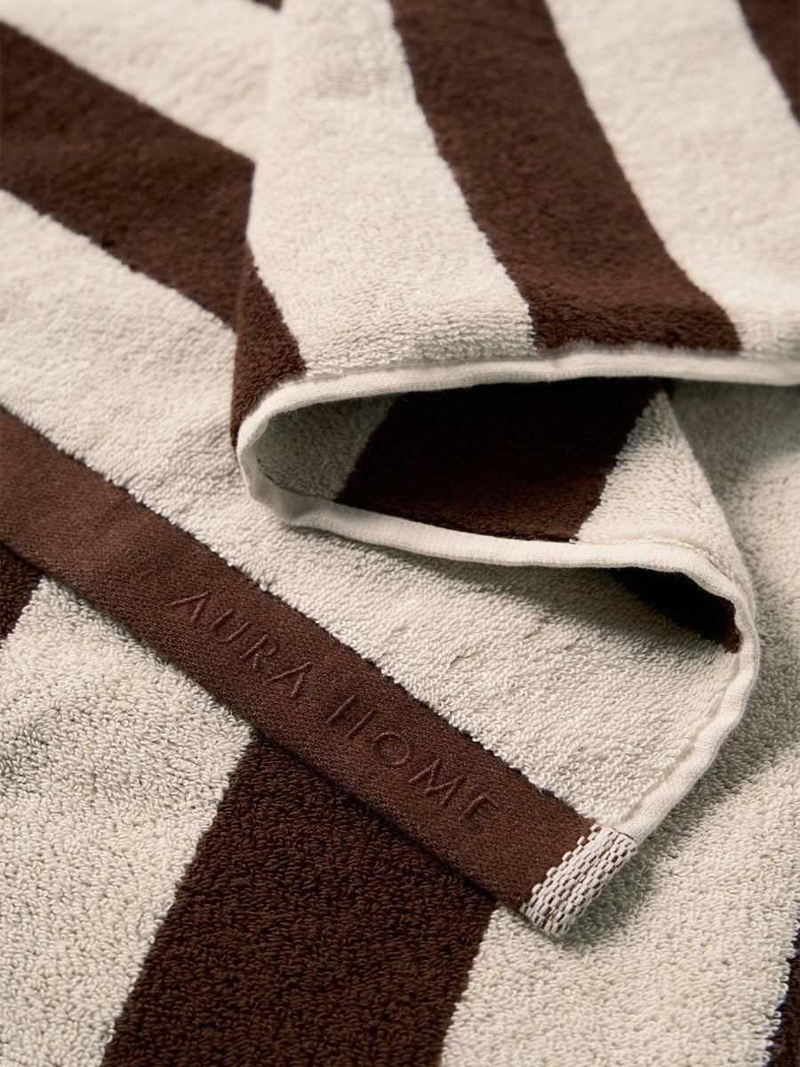 Riviera Stripe Towel Set in Chocolate