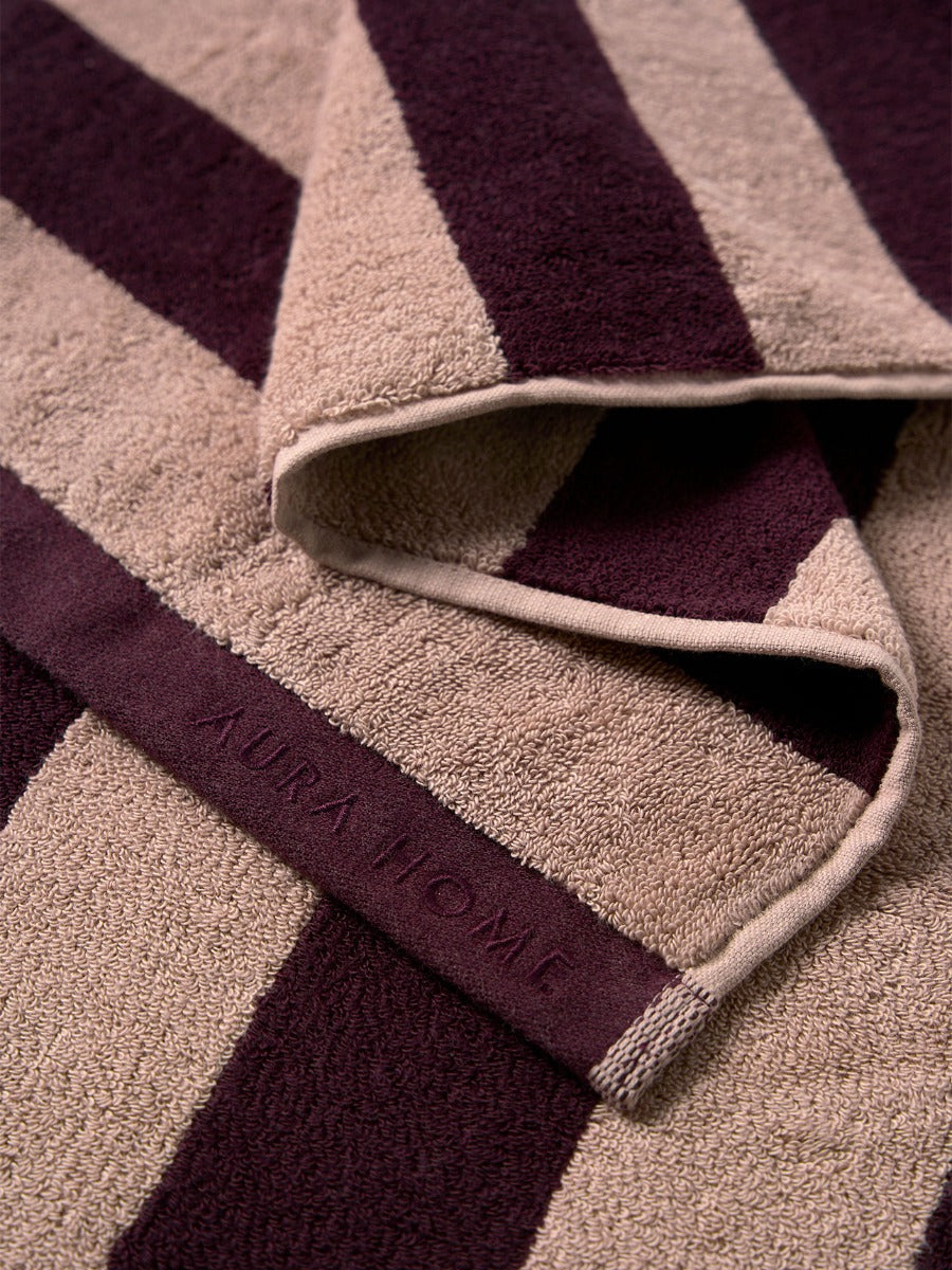 Riviera Stripe Towel Set in Mulberry