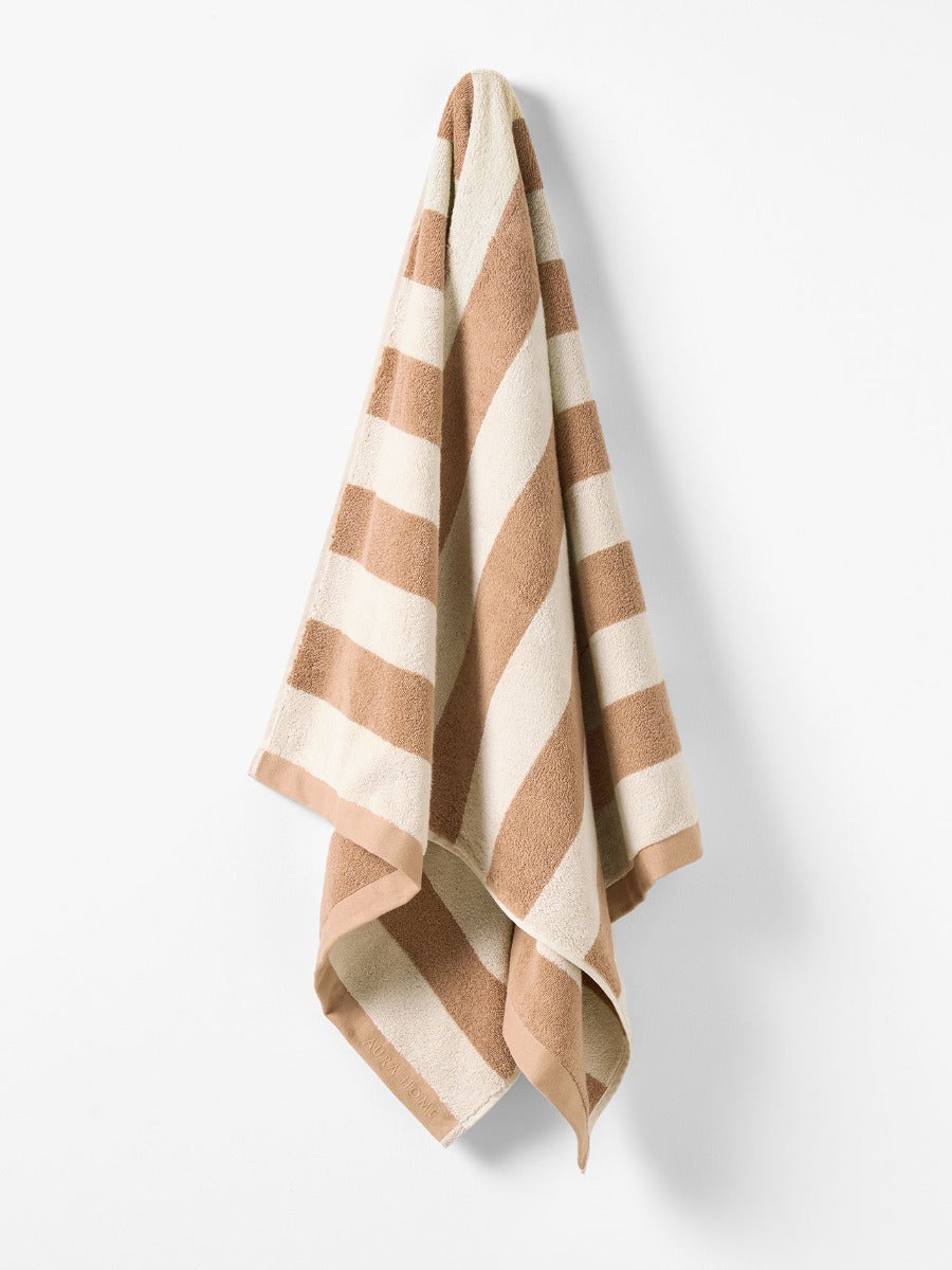 Riviera Stripe Bath Sheet in Pecan