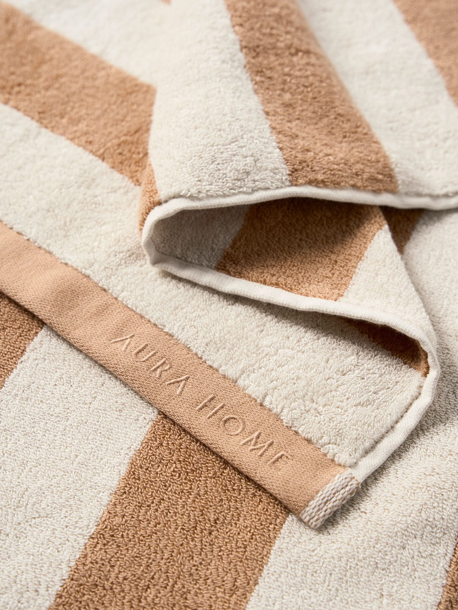 Riviera Stripe Bath Sheet in Pecan
