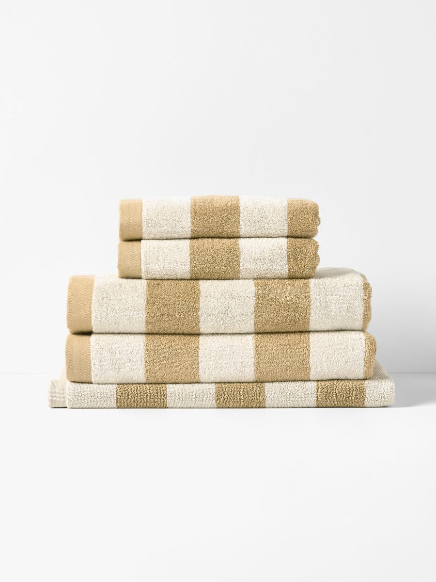 Riviera Stripe Towel Set in Caramel