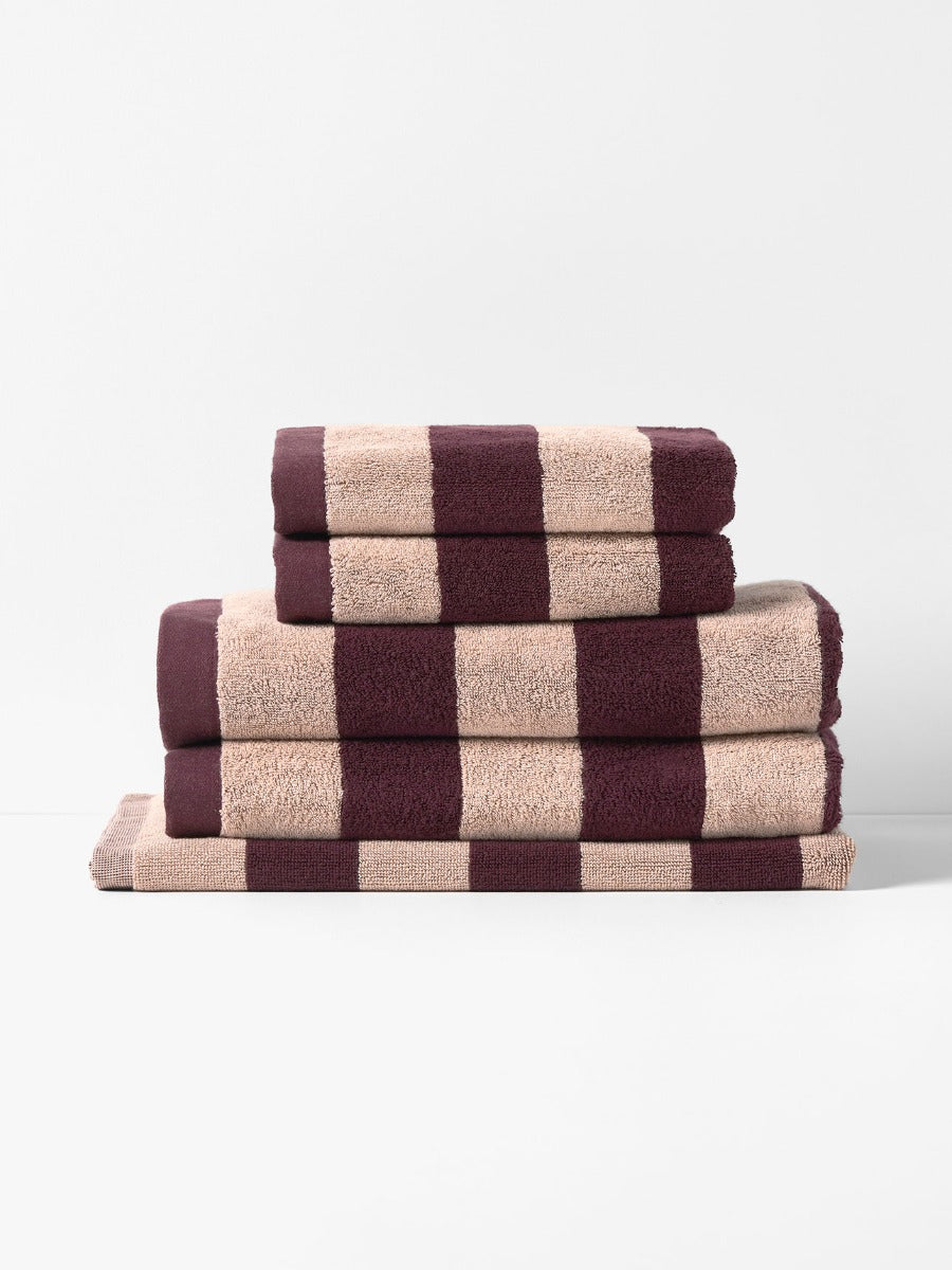 Riviera Stripe Towel Set in Mulberry