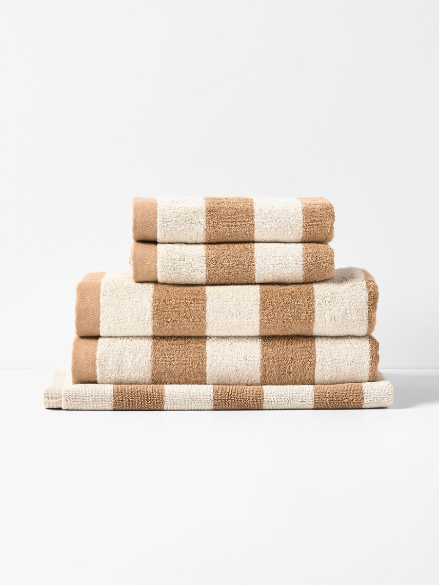 Riviera Stripe Towel Set in Pecan
